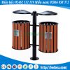 Thùng rác gỗ 2 ngăn treo ngoài trời A78-B